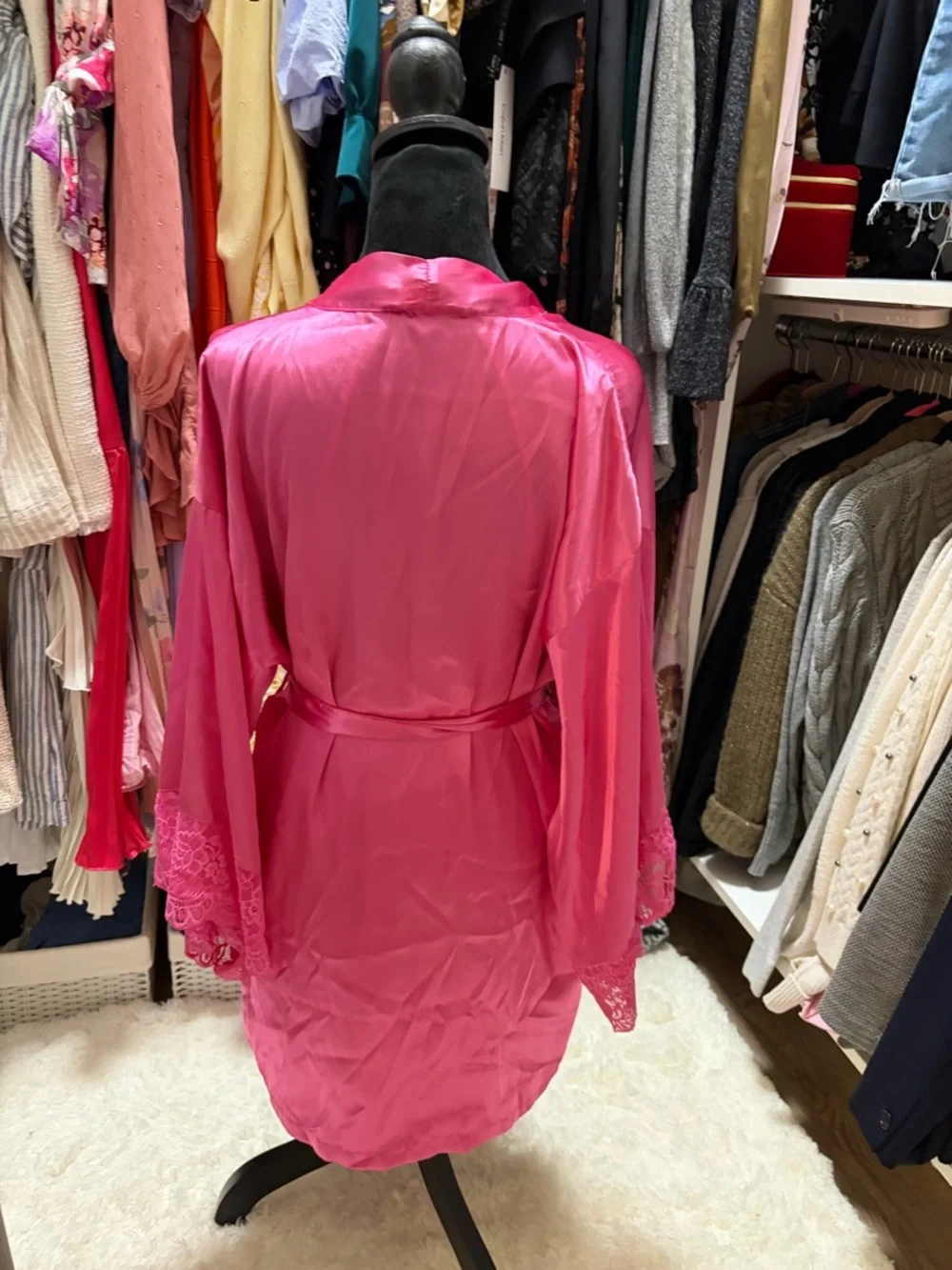 In Bloom by Jonquil Love Story Luxe Satin Halter Chemise Pink Slip & Robe - Picture 13 of 16